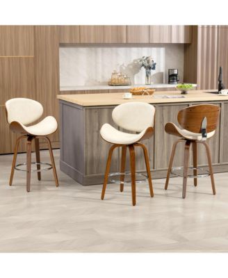 Swivel Bar Stools Set of 3, 26 Inches Mid-Century Modern Counter Height Bar Stools