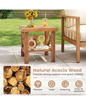 Outdoor Side Table with Storage Shelf for Small Spaces