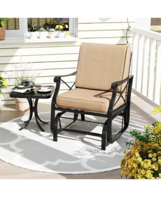 Patio Glider Rocking Chair with Metal Frame and Cushions