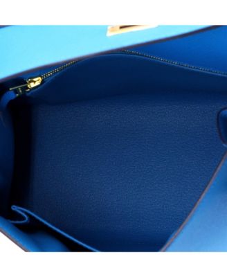 Kelly 25 Handbag Blue Epsom with Gold Hardware