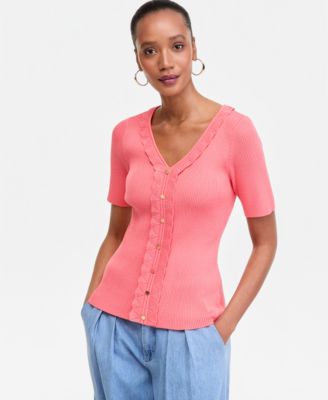 Women's Short Sleeve V-Neck Cardigan