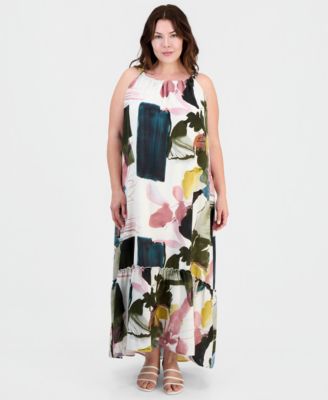 Plus Size Printed Sleeveless Shift Dress