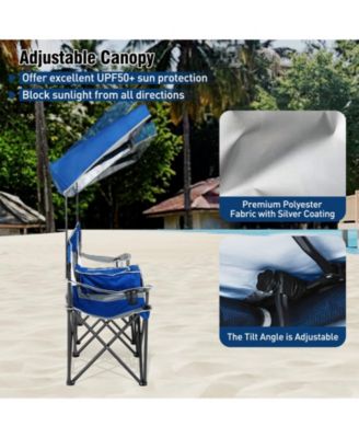 Double Beach Chair with Adjustable Canopy and Side Curtains