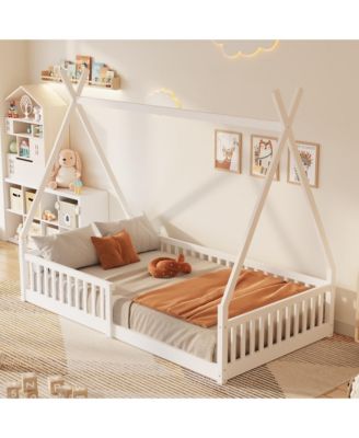 Wood House Bed Fence