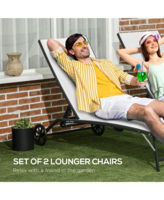 2 Piece Chaise Lounge Chair Pool Chairs with Wheels