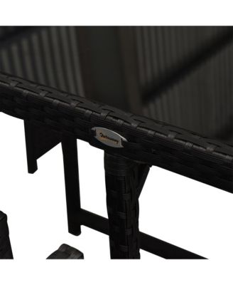 9 Piece Patio Wicker Dining Sets, Space Saving Outdoor Sectional Conversation Set, with Dining Table, Ottoman and Chair & Cushioned for Lawn Garden Backyard, Black