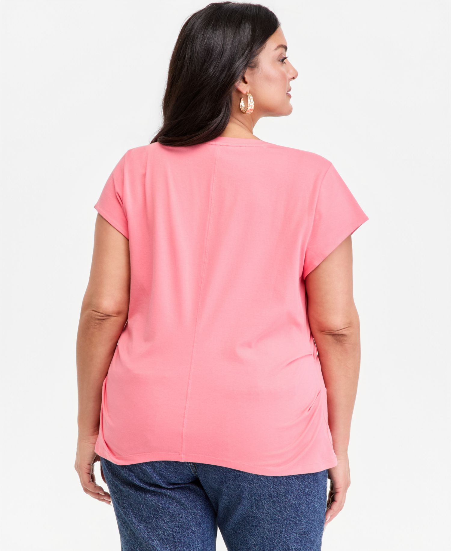 Plus Size Cap-Sleeve V-Neck T-Shirt
