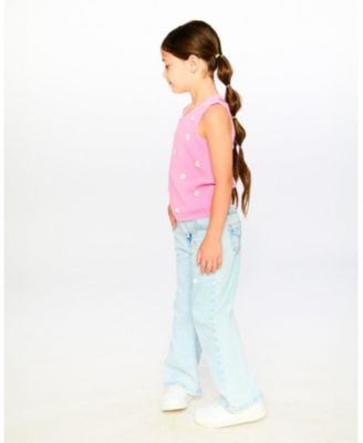 Little Girls Wide Leg Light Denim Jeans