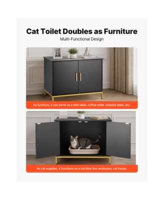 Zeus and Ruta 27.6 in. Hidden Cat Litter Box Enclosure with Metal Legs and Handle Modern Furniture for Bedroom Living Room