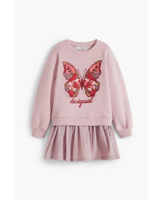 Girls's Butterfly dress with two-piece effect