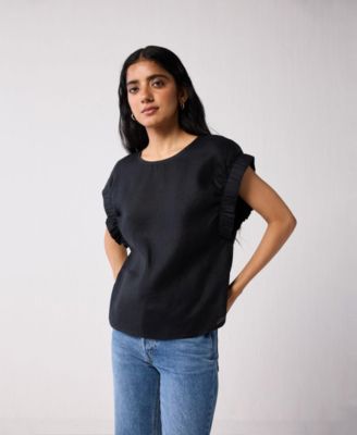 Women's Hemp Top with Gathered Sleeve