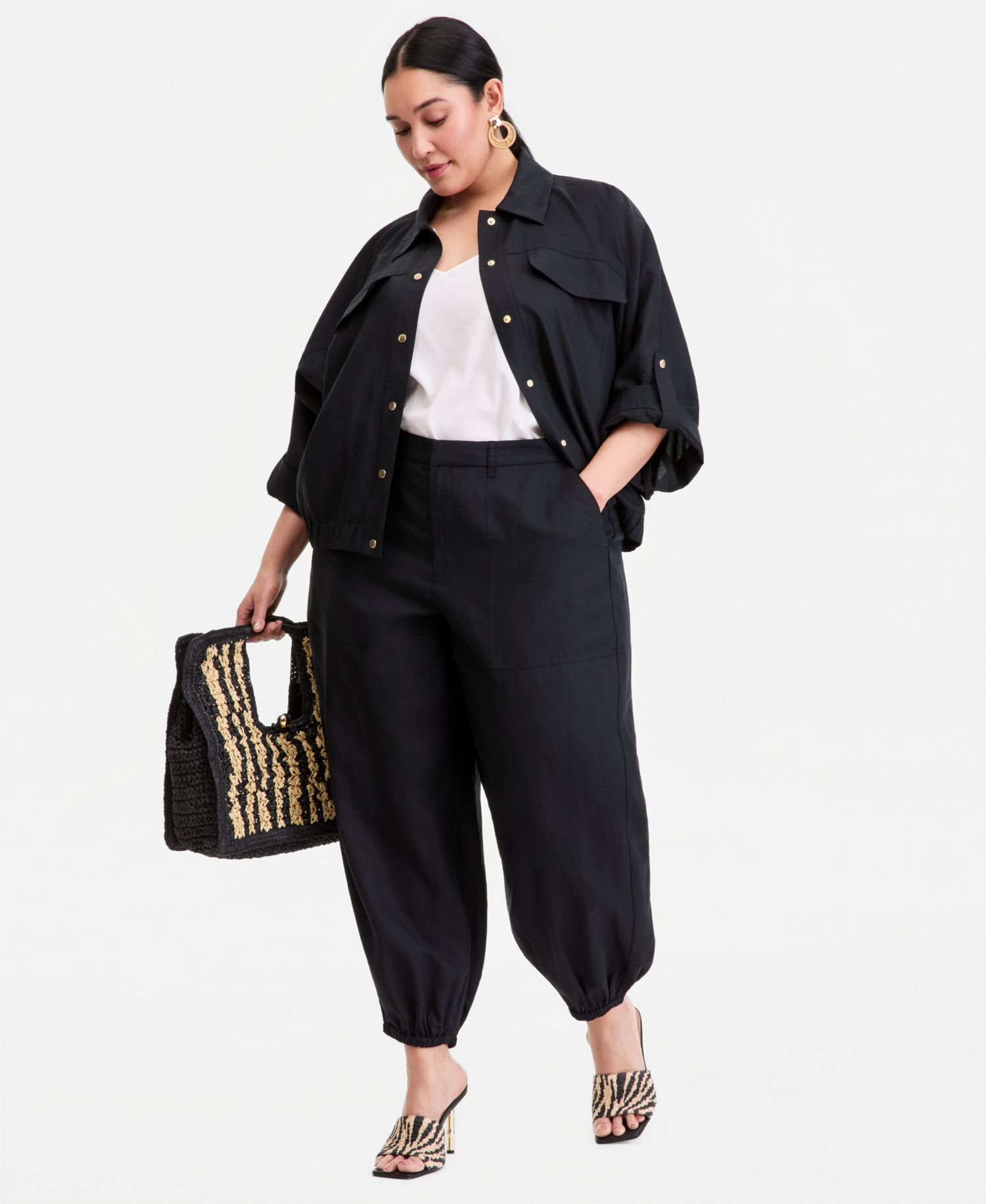 Plus Size High-Rise Balloon-Leg Pants