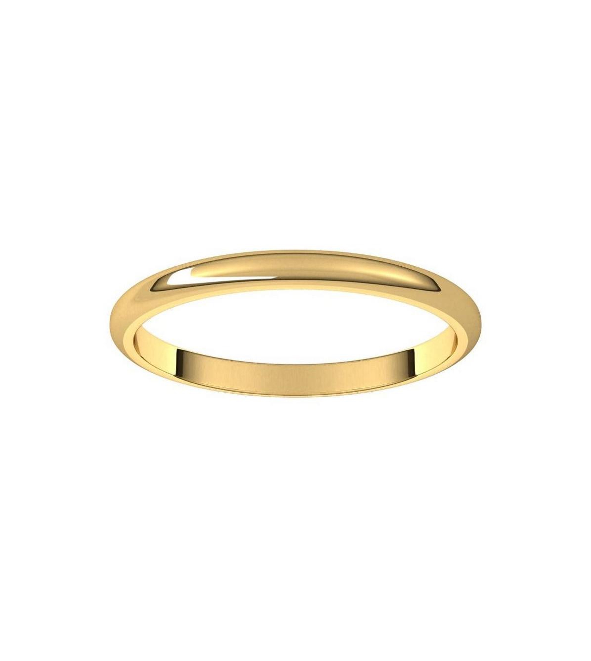 Curata Jewelry Solid 18k Yellow Gold 2mm Half Round Wedding Band Ring