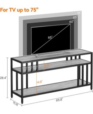 65" TV Stand for TVs up to 75", Entertainment Center with Shelves, Quadruple-Tube Support for Living Room