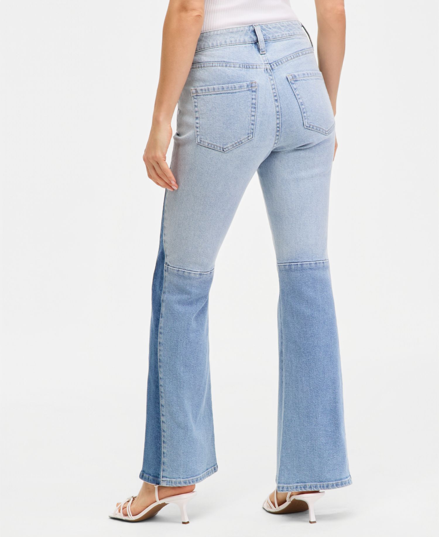 Women's Colorblocked High-Rise Flare Jeans
