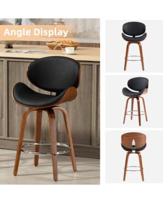 Swivel Bar Stools Set of 2, 26 Inches Mid-Century Modern Counter Height Bar Stools