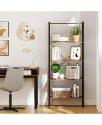 5 Tier Open Shelf Bookcase with Heavy Duty Metal Frame
