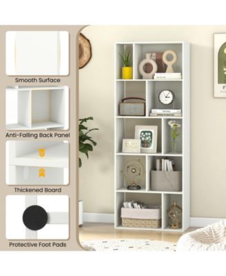 Tall Five Tier Geometric Bookshelf with Ten Storage Cubes