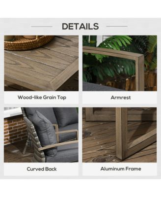 Patio Furniture Set, 4 Piece Outdoor Rattan Conversation Set with 2 Armchairs, Cushions, Loveseat Sofa & Coffee Table for Porch, Poolside, Lawn, Dark Gray