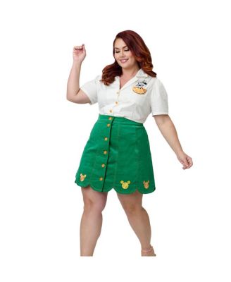 Plus Size Scallop Hem Corduroy Mini Skirt