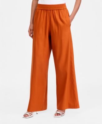 Women's Linen-Blend Wide-Leg Pull-On Pants
