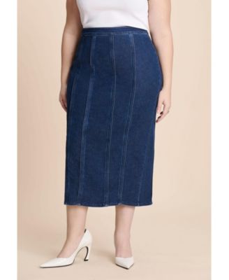 Women's Seamed Denim Column Skirt