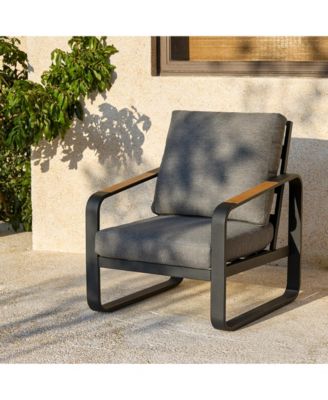 Outdoor Single Patio Sofa with Removable Cushions, Metal Frame Patio Sofa Chair with Thick Cushions for Patio, Balcony, Garden