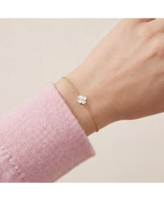 Mother of Pearl Lucky Clover Bracelet 14K Gold