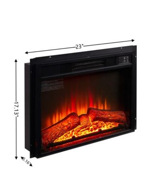 23" Electric Fireplace Insert Ultra-Thin Heater with Realistic Log & Flame Remote Control Included