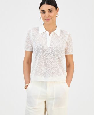 Petite Collared Jacquard Top