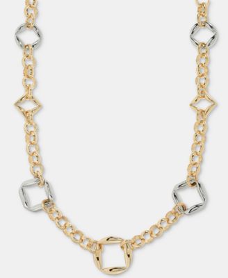 Puffy Geometric Link Collar Necklace, 16" + 3" extender