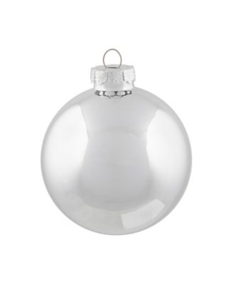 6-Piece Shiny and Matte Silver Glass Ball Christmas Ornament Set 3.25" 80mm