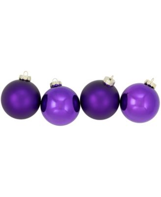 6-Piece Shiny and Matte Purple Glass Ball Christmas Ornament Set 3.25" 80mm