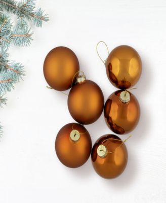 6-Piece Shiny and Matte Copper Glass Ball Christmas Ornament Set 3.25" 80mm