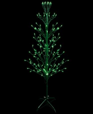 4' Green Lighted Christmas Cascade Twig Tree Outdoor Decoration - Green Lights