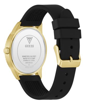 Men's Gold-Tone Black Silicone Watch, 40mm