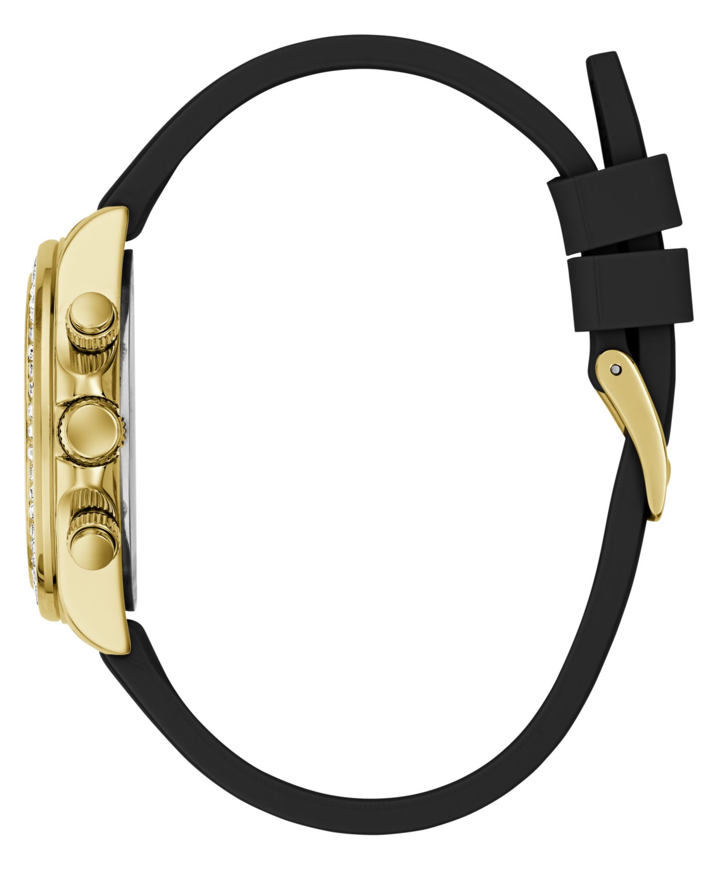 Женские часы GUESS Gold-Tone Black Silicone Multi-Function, 36mm — фото 3