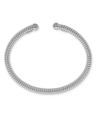 18k Yellow, White or Rose Gold Italian 0.17cttw Diamond Tubogas Cuff Stackable Bangle Bracelet 6.5mm Wide Cuff Bracelet