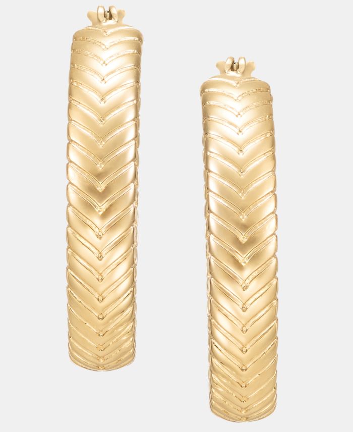 Lauren Ralph Lauren Textured Oval Hoop Earrings