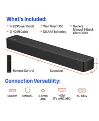 2.0 Mini Sound Bar w/ Dolby Atmos, Dolby Digital Plus, Bluetooth & Roku TV Ready