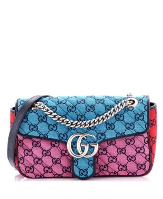 Small GG Marmont Flap Bag Diagonal Quilted GG Canvas with Leather