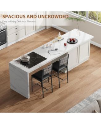 Set of 2 Counter Height Bar Stools, Wooden Back, Padded Seat, Industrial Kitchen Island Chairs