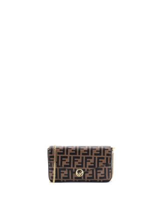F is Fendi Envelope Clutch on Chain Zucca Embossed Leather