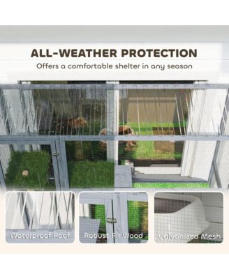 Catio Outdoor Cat Enclosure, 77" H Wooden Cat House with Weatherproof Roof