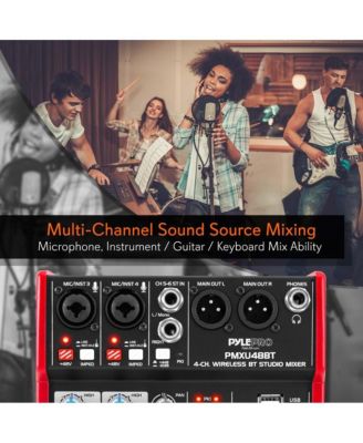 4-Ch. Bluetooth Studio DJ Mixer System with USB Interface and LCD Display (PMXU48BT)