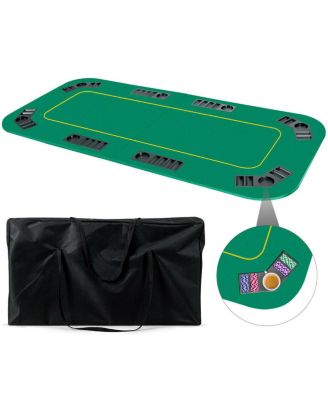 8-Player Foldable Poker Table Top with Carry Bag and Cup Holders
