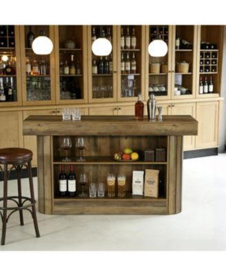 3-Tier Bar Table, 63-Inch Wooden Home Bar Unit with Metal Footrest