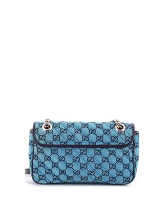 Small GG Marmont Flap Bag Diagonal Quilted GG Canvas with Leather