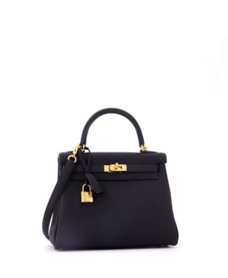 Kelly 25 Handbag Black Togo with Gold Hardware