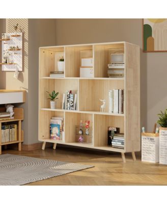 3-Tier Bookshelf, 8 Cube Open Storage Cabinet, Modern Wooden Bookcase for Living Room, Home Office